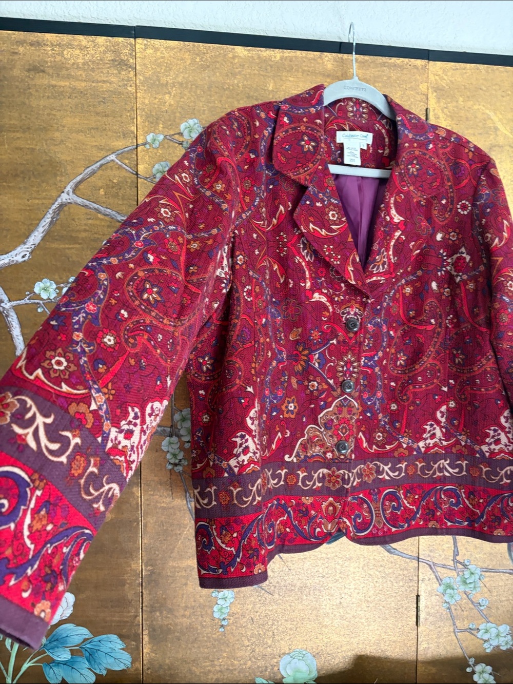 Coldwater creek lightweight cotton jacket, lined. Old money, jewel tones - Picture 4 of 11